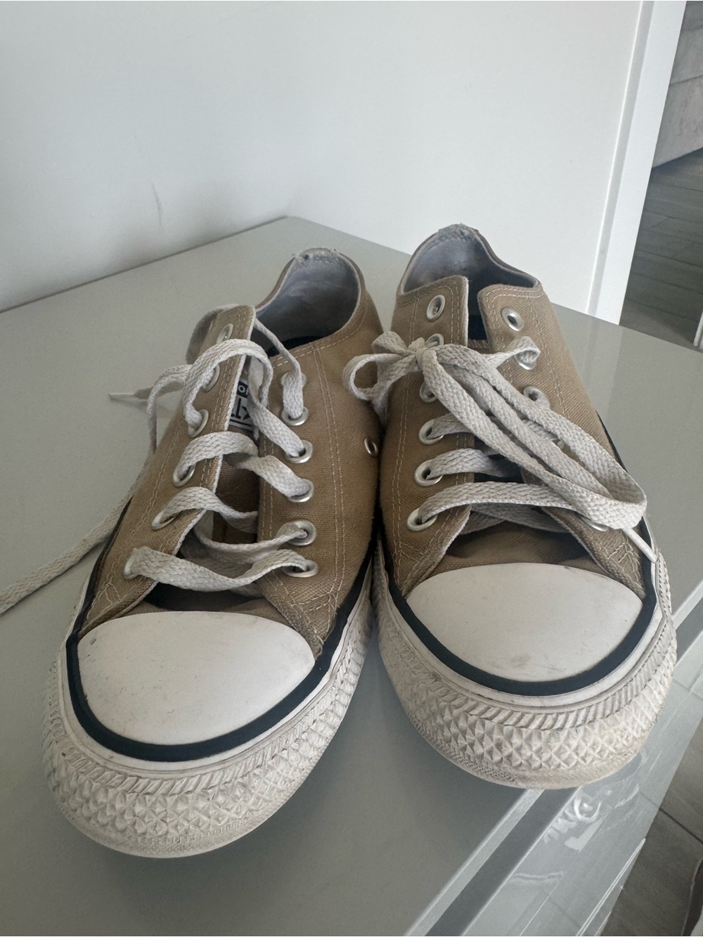 Converse Low-Top Sneakers in Beige with White Accents